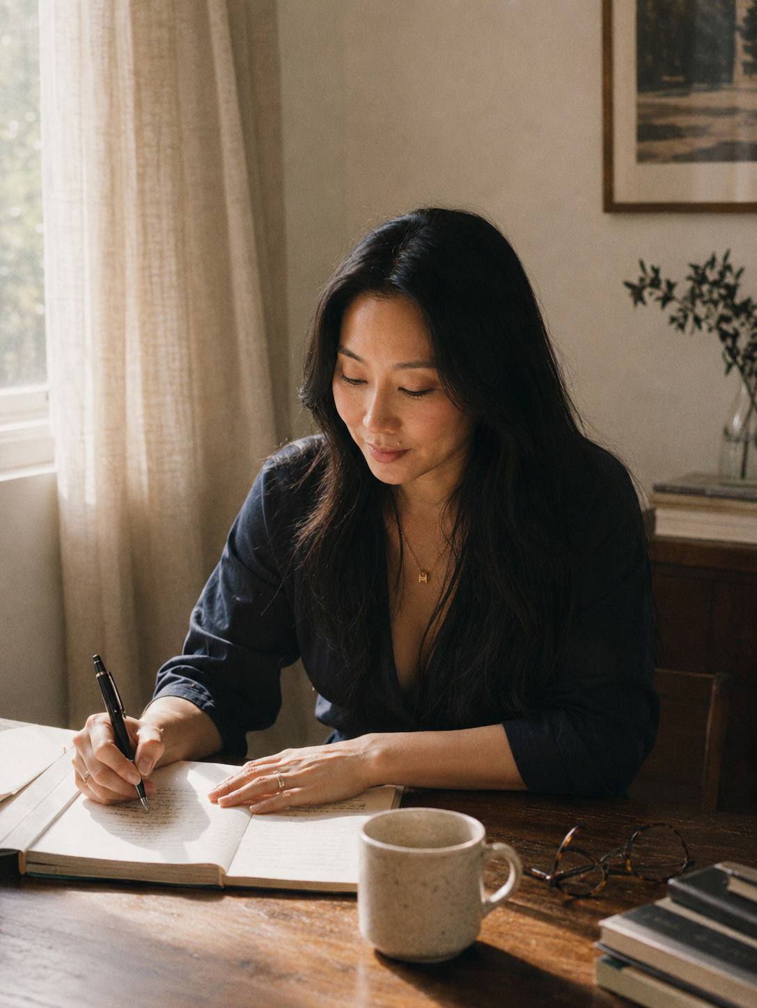 Writing at desk